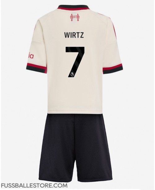 Günstige Liverpool Florian Wirtz #7 Auswärts Trikotsatzt Kinder 2025-26 Kurzarm (+ Kurze Hosen)